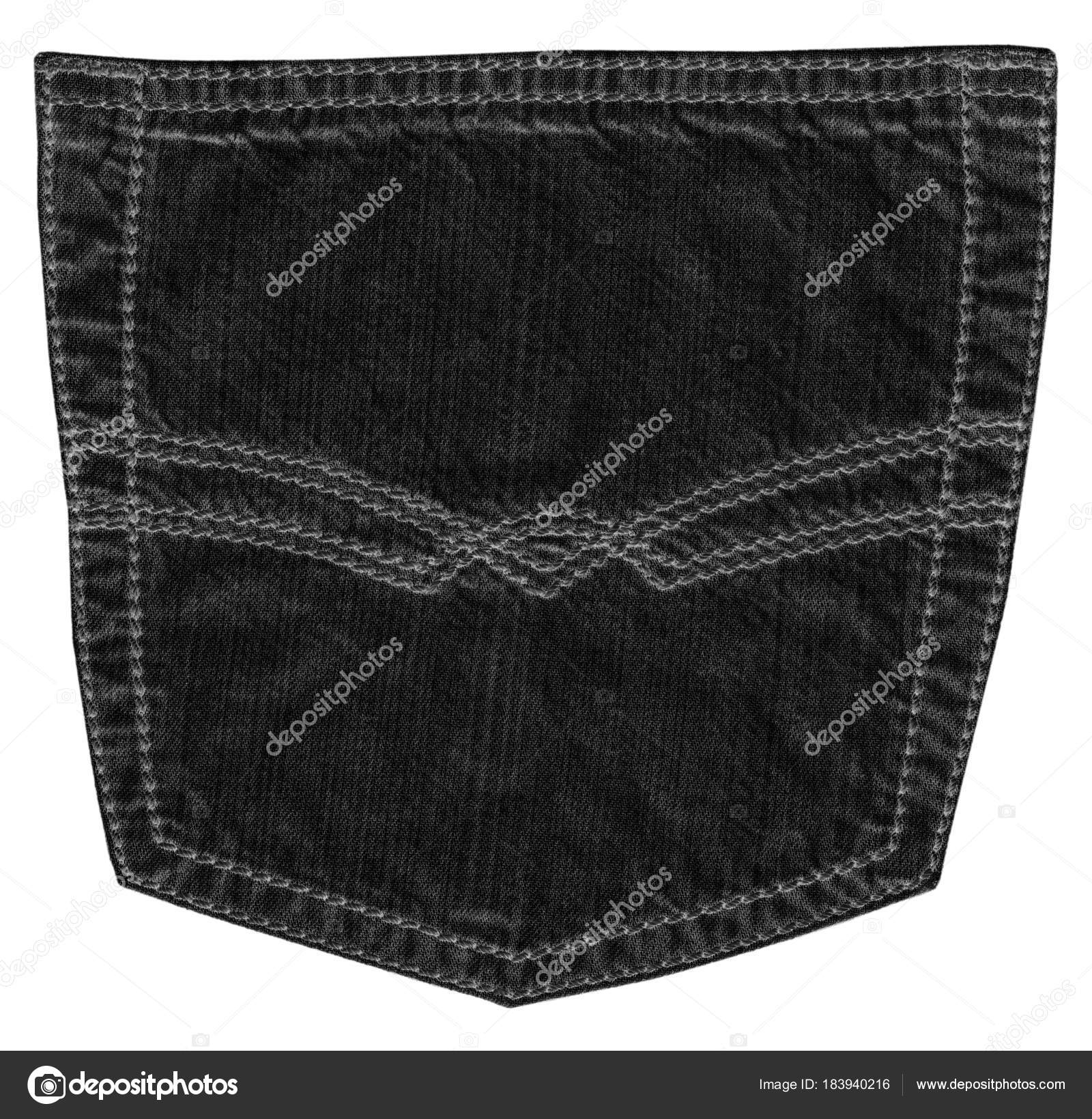 jeans with black tag hanging on back pocket