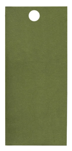 Grön kartong tagg isolerad på vit bakgrund — Stockfoto