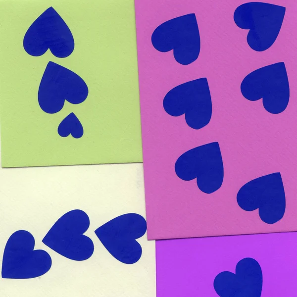 Achtergrond met uitgesneden blauwe papier harten — Stockfoto
