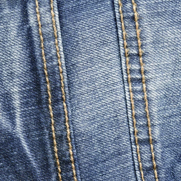 Fragment Jeans Dekorerade Med Sömmar Användbar Som Blå Denim Bakgrund — Stockfoto