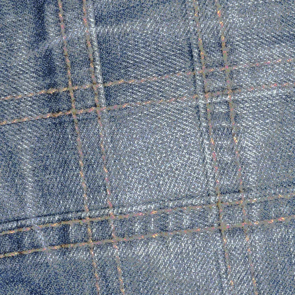 Fragment Van Oude Jeans Versierd Met Naden Nuttig Als Versleten — Stockfoto