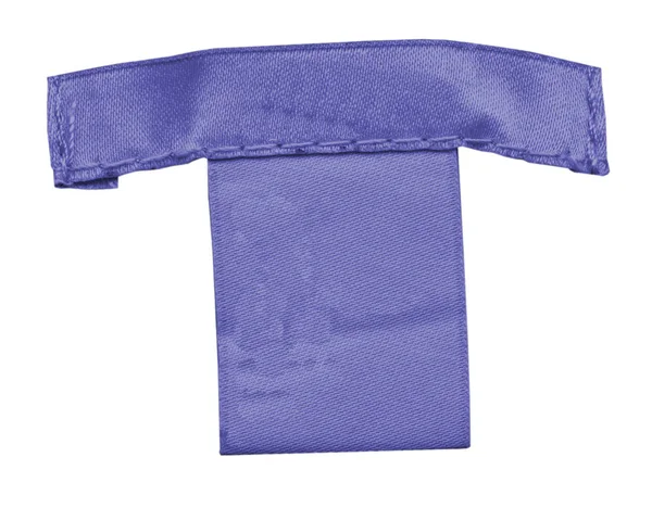 白い背景に分離された空白青い布タグ — ストック写真