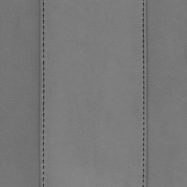 Gray Artificial Leather Background Decorated Two Seams Useful Design Works — Stock Photo, Image