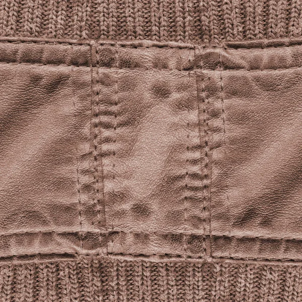 Fragment Hnědé Kožené Textilní Bunda Jako Pozadí — Stock fotografie