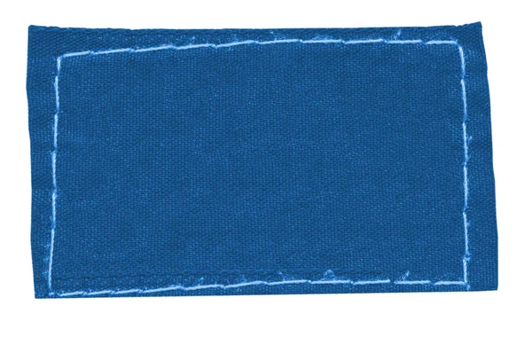 Blank blue fabric tag isolated on white background — Stock Photo, Image