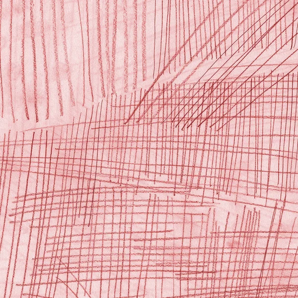 Red lines made with pencil on pink paper — Stock Photo, Image