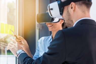 businesspeople in vr headsets  clipart
