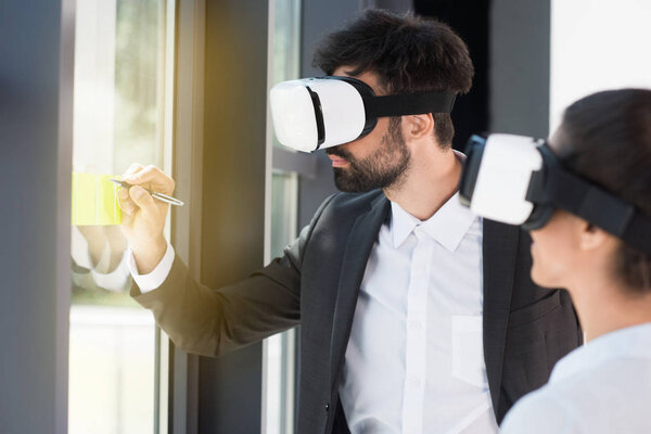 Businesspeople in vr headsets Royalty Free Stock Images