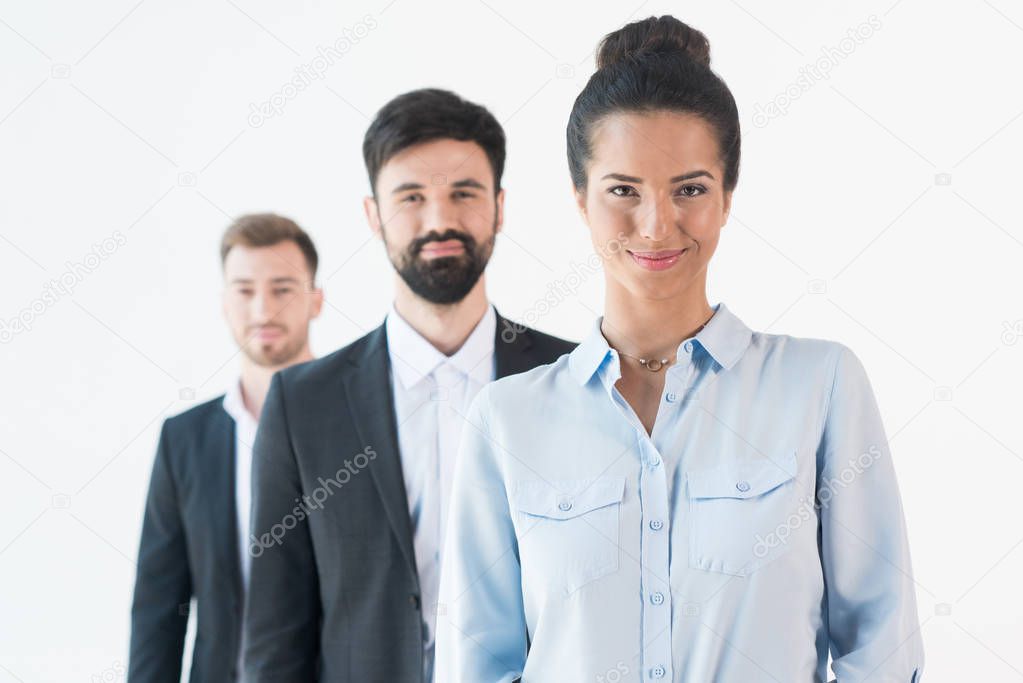 business people in row