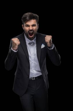 excited businessman in suit clipart