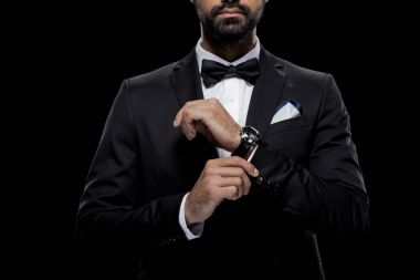man in bow tie and tuxedo clipart