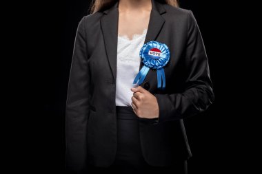 businesswoman with vote badge clipart