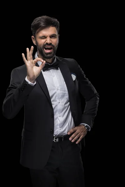 Businessman showing ok sign — Stock Photo, Image