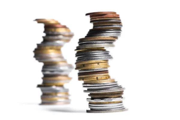 Stacks of various coins — Stock Photo, Image