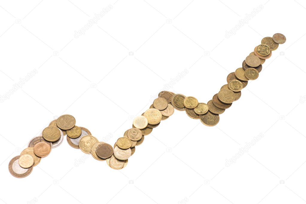 coins arranged in line