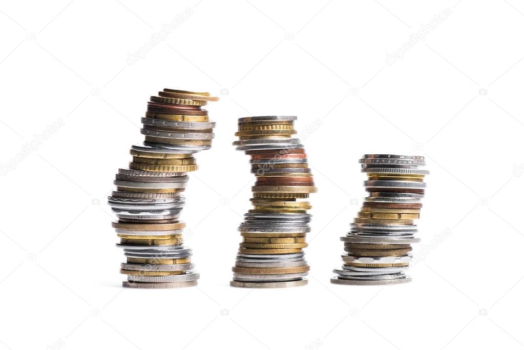 stacks of various coins