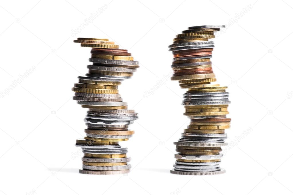 stacks of various coins