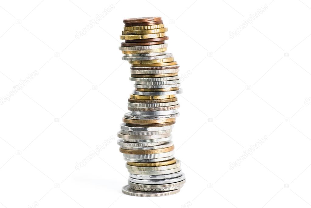 stack of various coins