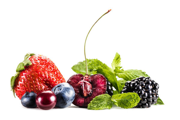 assorted berries and mint leaves