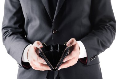 businessman holding empty wallet   clipart