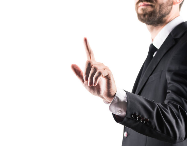 businessman pointing with finger  