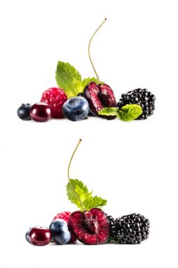 collage with piles of various berries clipart