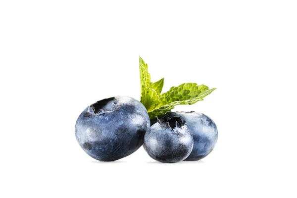 Pile of blueberries with mint leaves — Stock Photo, Image