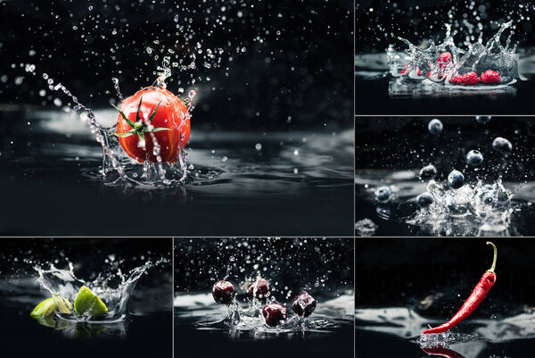 products falling in water with splashes