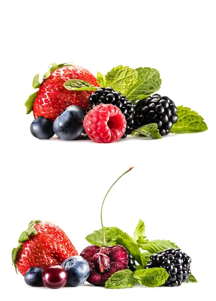 Collage with piles of various berries — Stock Photo, Image