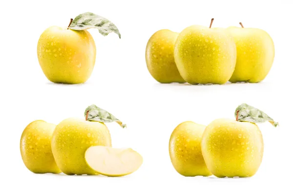 Коллаж со свежими спелыми яблоками — стоковое фото