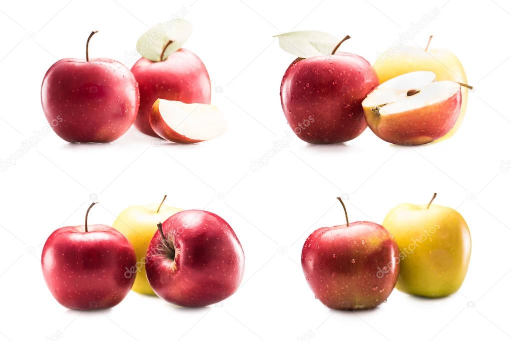 collage with fresh ripe apples