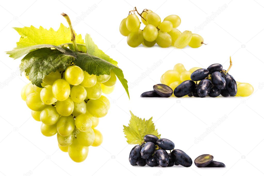 collage with ripe grapes