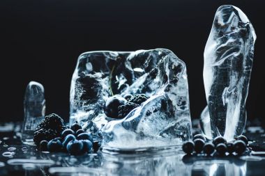 frozen fruits in ice cubes clipart