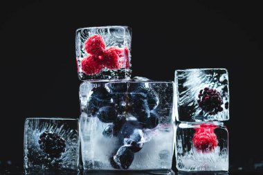 frozen fruits in ice cubes clipart