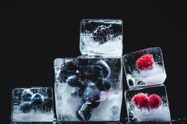 frozen fruits in ice cubes clipart