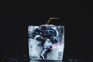 frozen grape in ice cube clipart