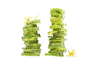 two stacks of sliced cucumbers clipart