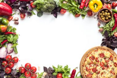 italian pizza and fresh vegetables clipart