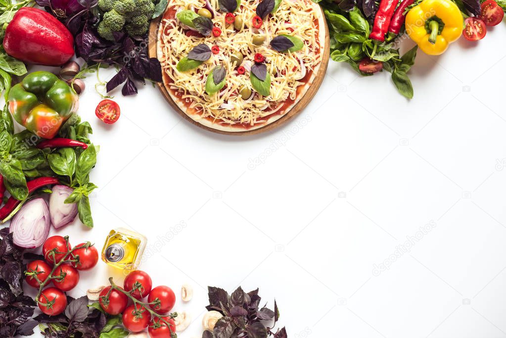italian pizza and fresh vegetables