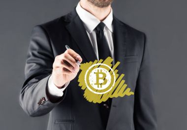 işadamı çizim bitcoin işareti