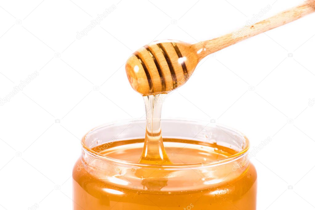 fresh honey in glass jar