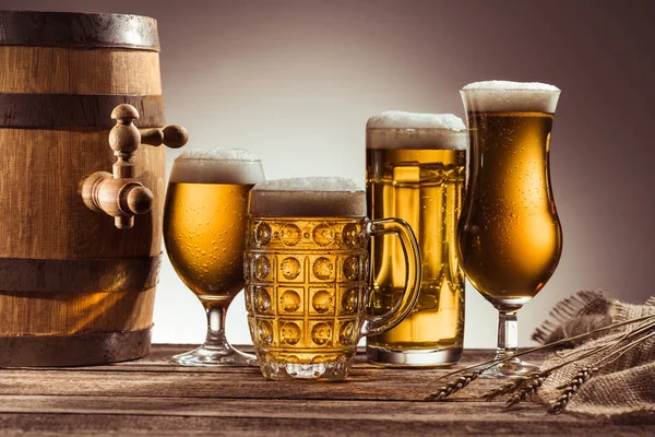 Assortment of beer in glasses — Stock Photo, Image