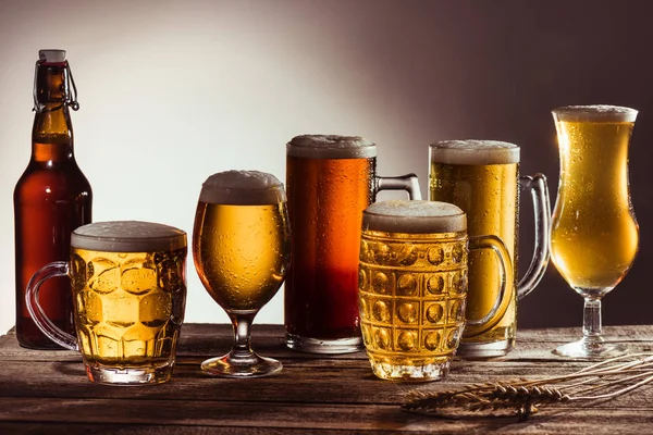 Assortment of beer in glasses — Stock Photo, Image