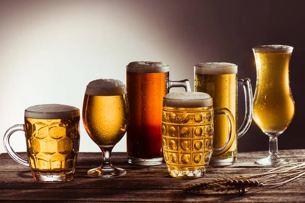 Assortment of beer in glasses — Stock Photo, Image