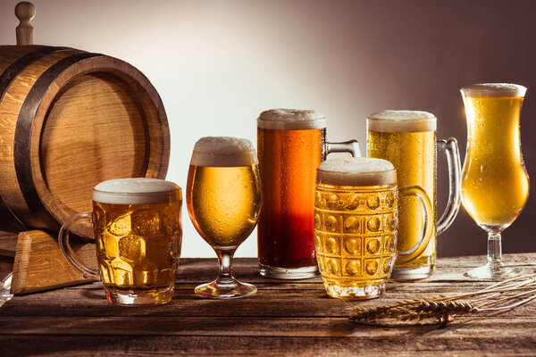 assortment of beer in glasses