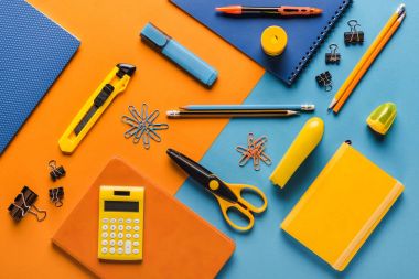 composition of school supplies clipart