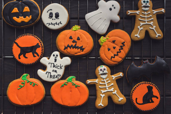 composition of halloween cookies