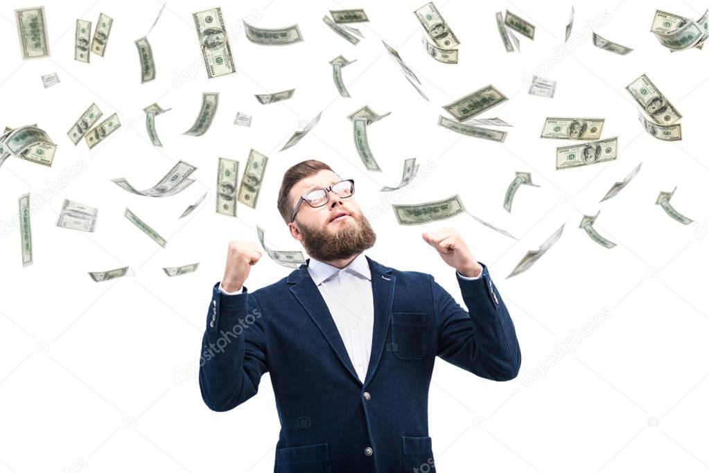 businessman with dollar banknotes