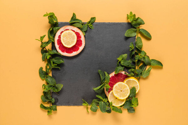 mint leaves and citrus slices