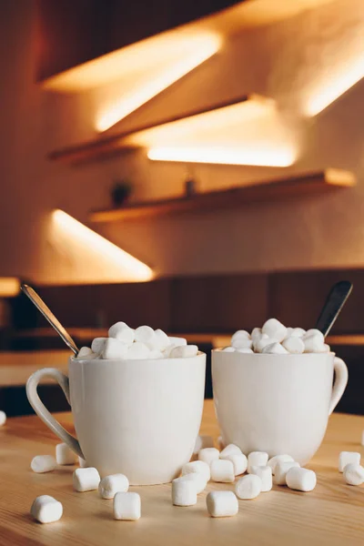 Cups of cacao in cafe — Stock Photo, Image